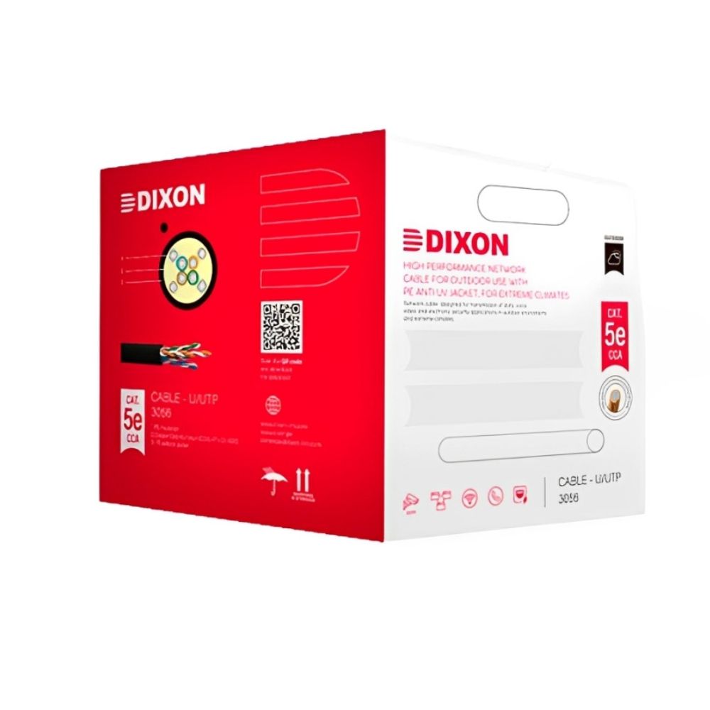 Cable UTP Cat. 5e 3056 Dixon para exteriores, U/UTP, 24 AWG, negro